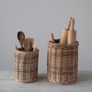 Handwoven Wicker Baskets, 2 Sizes