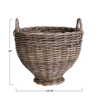 Hand Woven Rattan Footed Basket