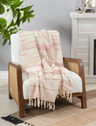 Striped Throw Natural/Red