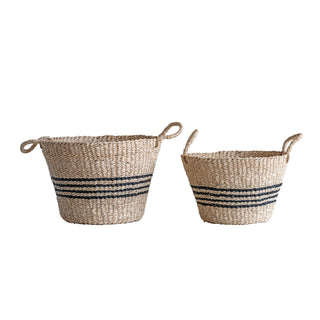 Hand-Woven Striped Baskets