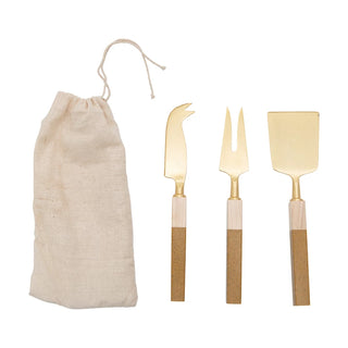 Stainless Cheese Knife Set in Drawstring Bag
