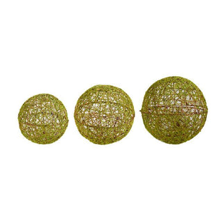 Mossy Green Wire Ball Ornaments, 3 Sizes