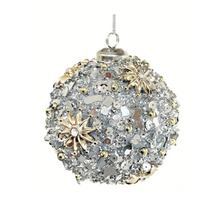 silver and gold glittered and beaded ornament holiday collection slope house mercantile