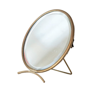 Round Brass Tabletop Mirror