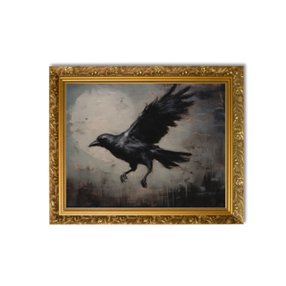 landing halloween crow academia vinage oil print slope house mercantile home decor store print to fit custom size