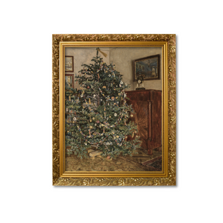 old fashioned christmas tree in living room vintage reproduction art prints made to order slope house mercantile