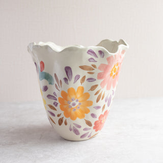 Bright Flowers Hand-Painted Vase