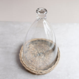 Large Glass Cloche with Wicker Base