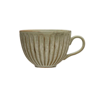 Stoneware Pleated Mug, Reactive Glaze