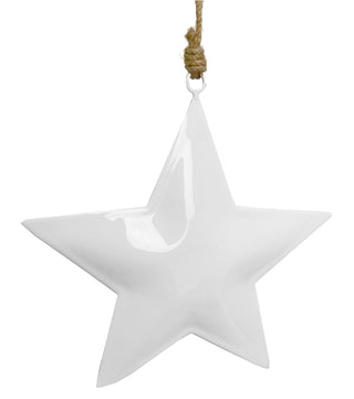 glossy white enameled star ornament slope house mercantile holiday collection