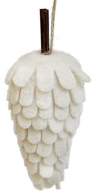 White Felt Pinecone Ornament