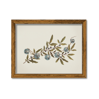 Winter berry branch with bells vintage reproduction art prints made to order slope house mercantile