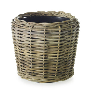 woven wicker rattan basket lined planter