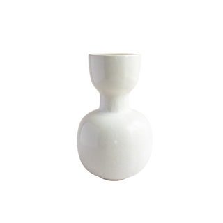 Cream Stoneware Vase w/ Reactive Glaze