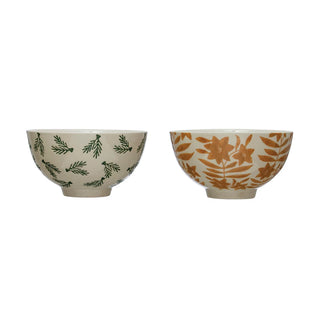 Florals & Greenery Stoneware Bowls, 2 options