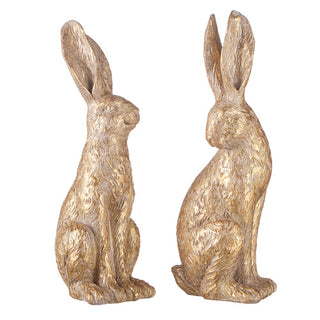 Gold Leaf Rabbits, Set of 2
