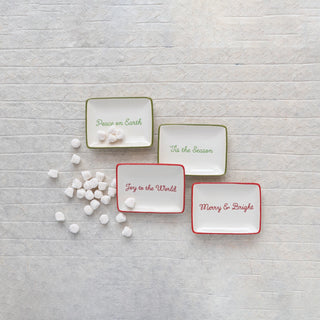 Christmas Sentiment Stoneware Dishes, 4 Styles