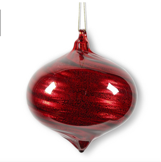 Red Swirl Onion Glass Ornament