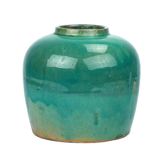 Aqua Crackle Stoneware Jar