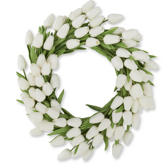 White Real Touch Tulip Wreath