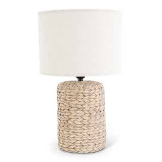 Concrete Woven Textured Lamp with White Shade
