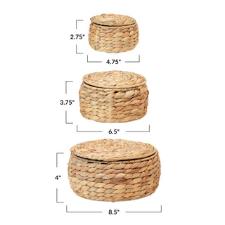 Woven Basket with Lid, 3 Sizes
