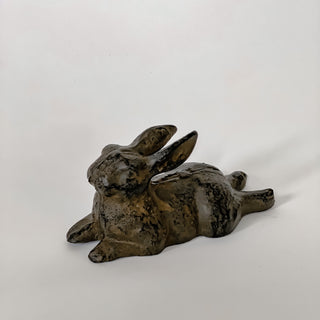 brown cast iron rabbit laying down best easter decor online
