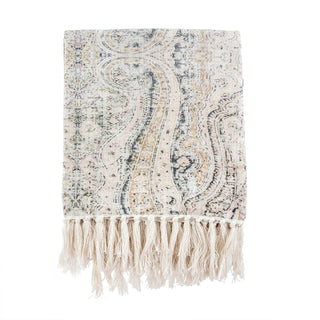 distressed printed fringed throw with cream fringe best home decor online