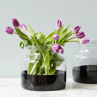 Black Colorblock Flower Vase