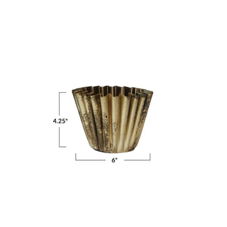 small ruffled fluted brass planter - slope house mercantile