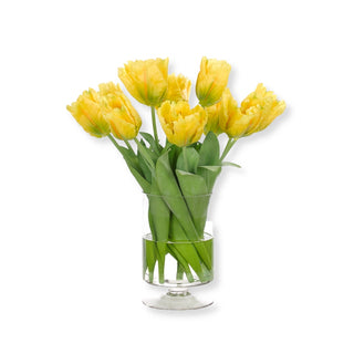 Yellow tulips in water glass vase faux slope house mercantile online shop