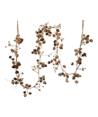 Battery Operated Pre-Lit Gold Pinecone & Berry Rope Garland