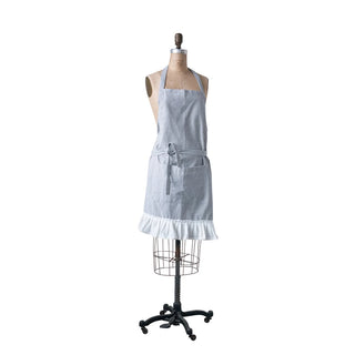Cotton Woven Apron With Pocket & Ruffle