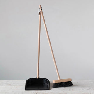 Beech Wood Broom & Metal Dustpan