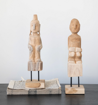 Hand-Carved Teakwood Figurines