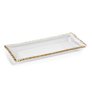 Gold Edge Textured Glass Tray