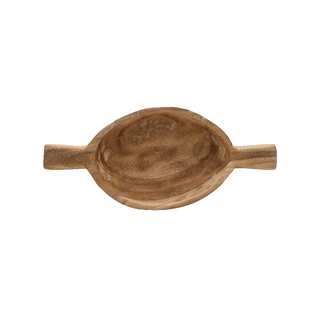 Hand-Carved Wood Bowl with Handles