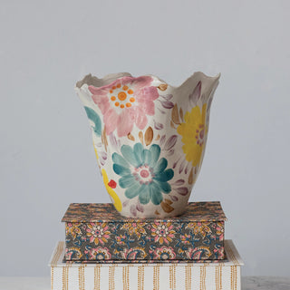 hand painted vase with ruffle edge home decor online boutique shop