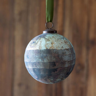 Grated Pattern Glass Ball Ornament