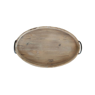 Decorative Wood Tray with Metal Handles