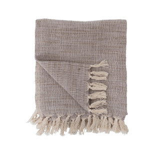 Woven Wool Throw With Fringe