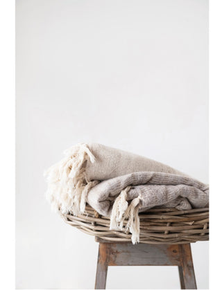 Woven Wool Throw With Fringe