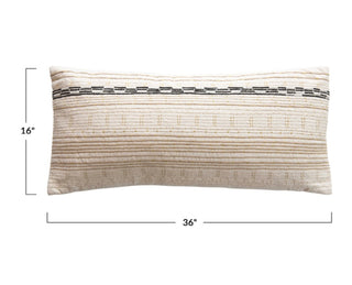Embroidered Cotton Lumbar Pillow