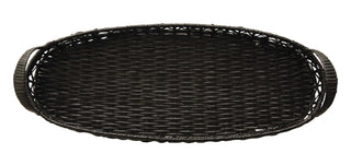 Oversized Black Rattan Tray