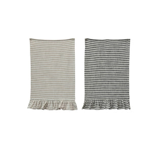 black tan striped ruffled kitchen tea towel best online home decor