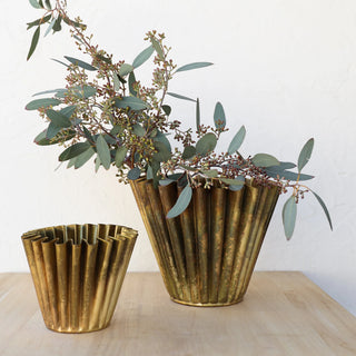 ruffled brass planters large small home decor shop near me
